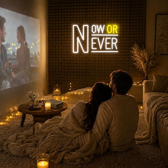 Positive Neon Lights Signs Neon Sign Led Sign Light for Wall Decor | Now Or Never Neon Sign for Room Decor,Positive Decoration,Motivational Wall Decor,Gift,5V USB Powered Dimmable