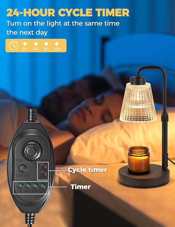 Candle Warmer Lamp with Timer Dimmable, Birthday Gifts for Women Mom, House Warming Gifts New Home Decor, Wax Melt Warmer for Jar Candles with 2 Bulbs