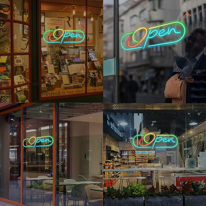 ineonlife Open Neon Sign Dream Colorful Open Controller Neon Light for Wall Display Sign Walls Window Door Bar Shop Coffee Salon Hotel Store Restaurant Bakery Decorations