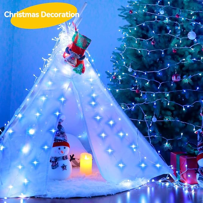 LitHome 4 Pack Blue Fairy Lights Battery Operated, Each 20 FT 60 LED | Twinkle Lights Battery Operated 2 Modes, Waterproof Fairy String Light for Classroom Indoor Bedroom Christmas Wedding Decor