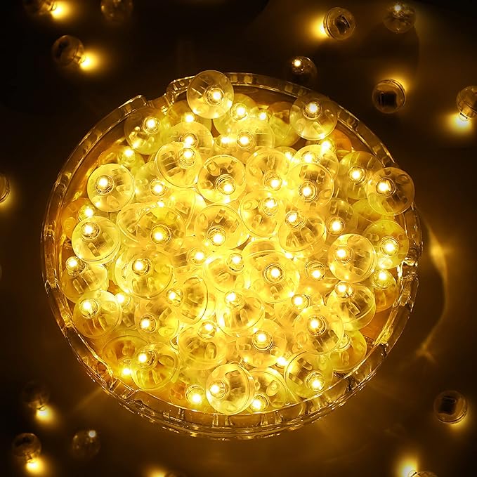 ZGWJ 100PCs Warm White Balloon Lights Mini, Battery Powered, Long Standby Time Waterproof Tiny Led Round Light for Paper Lantern Balloon Party Easter Eggs Wedding Christmas Halloween Decorations