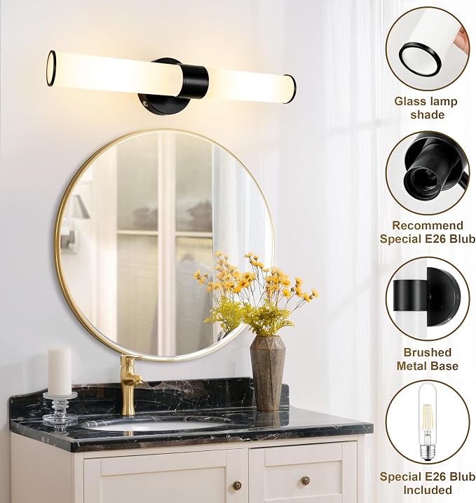 Morauroral Black Battery Operated Wall Sconces Set of 2, Rechargeable Wall Lights with Remote, 20 Inch Modern Cordless Wall Lamp for Bedroom, Living Room with White Shade (Bulbs Included)