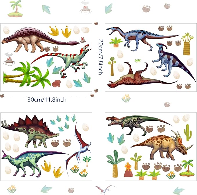 Glow in The Dark Dinosaur Wall Decals Dinosaur Room Decor for Bedroom | Glowing Self-Adhesive Stickers for Ceiling, Removable Wall Stickers Children's Room Stickers Boys and Girls Room Decoration