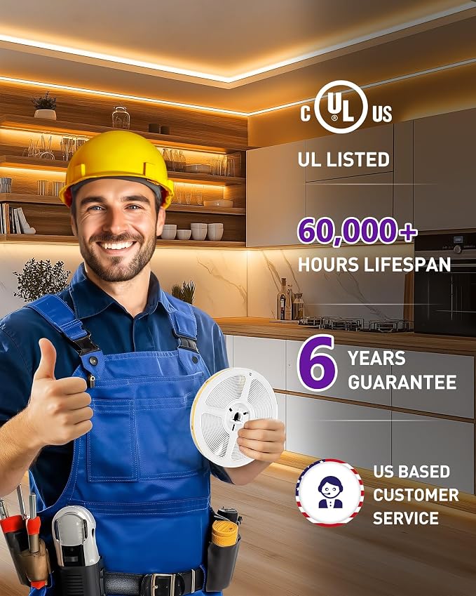 HitLights COB LED Strip Lights Warm White 2700K, 16.4ft 12V Tape, UL Listed | 2640 LEDs, 426 lm/ft, CRI 90+, IP30, High Density, Cuttable, Rope Lighting for Kitchen Cabinets, Power Source Not Included