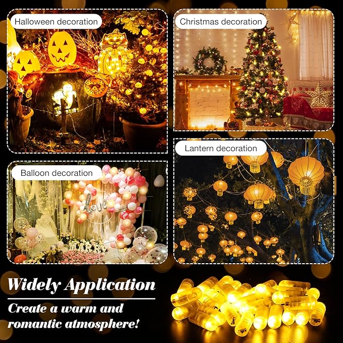 Yizhet LED Balloon Lights 30Pcs Warm White with Switch | 30Pcs Warm White LED Balloon Lights with Switch for Wedding Party Halloween Christmas