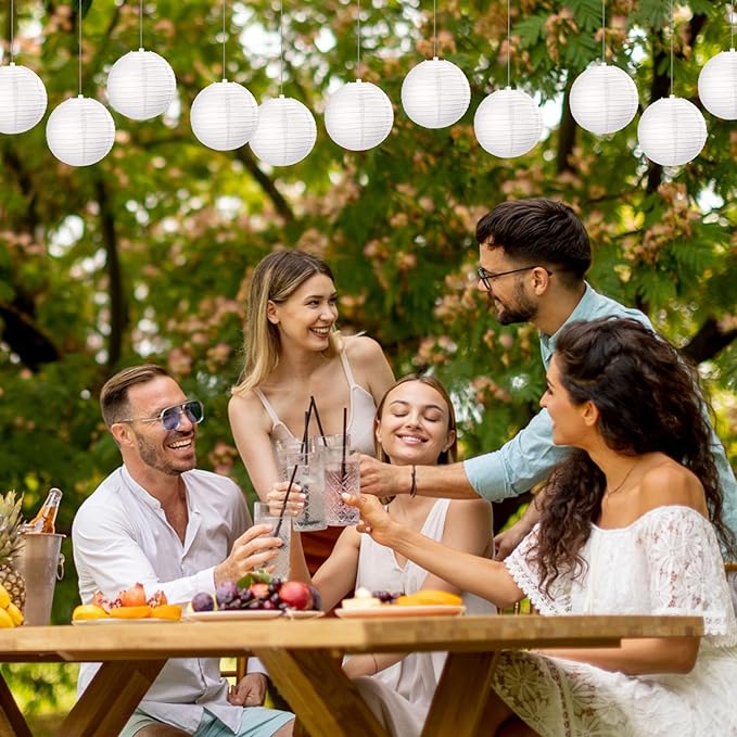 Treela 90 Pack White Chinese Japanese Paper Lanterns Decorative Hanging Ball Paper Lantern Lamps for Wedding Birthday Party Baby Shower Home Decorations(4 Inch)