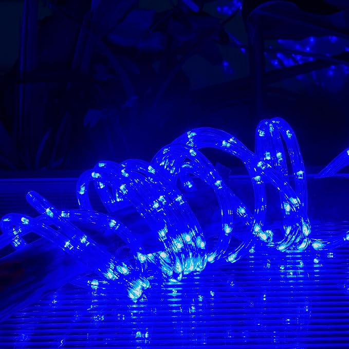 50ft Blue Rope Lights, Connectable for Indoor & Outdoor,110V Transparent Flexible Tube Lights,Waterproof LED Rope Lighting For Outside, Deck, Patio, Pool, Camping, Bedroom Decor Landscape Lighting