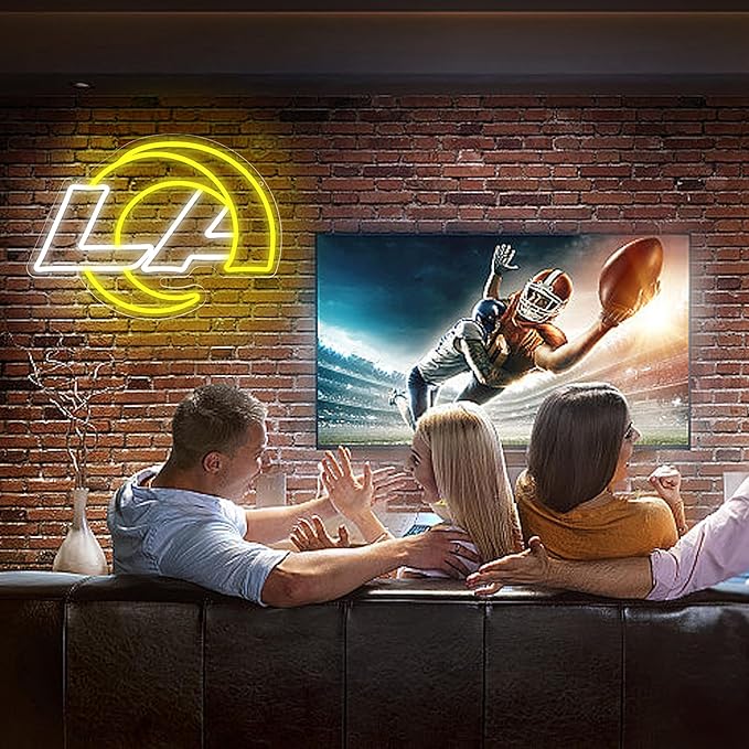 Football Neon Sign for Wall Decor Football Team Dimmable Led Neon Light for Man Cave Birthday Gifts for Rugby Fans Yellow Light Up Sign for Bedroom Party Club Bar Dorm Decoration Size16.1*11.8In(ZYLD267)