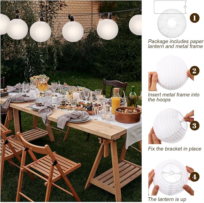 Treela 90 Pack White Chinese Japanese Paper Lanterns Decorative Hanging Ball Paper Lantern Lamps for Wedding Birthday Party Baby Shower Home Decorations(6 Inch)