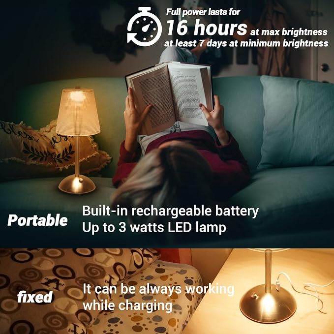 Cordless Rechargeable Metal Table Lamp, Cube Shade, Nickel | 4000mAh Battery Operated, 3 Color Modes, Dimmable LED Touch Beside Ambient Light, Portable for Bedroom Restaurant Outdoor