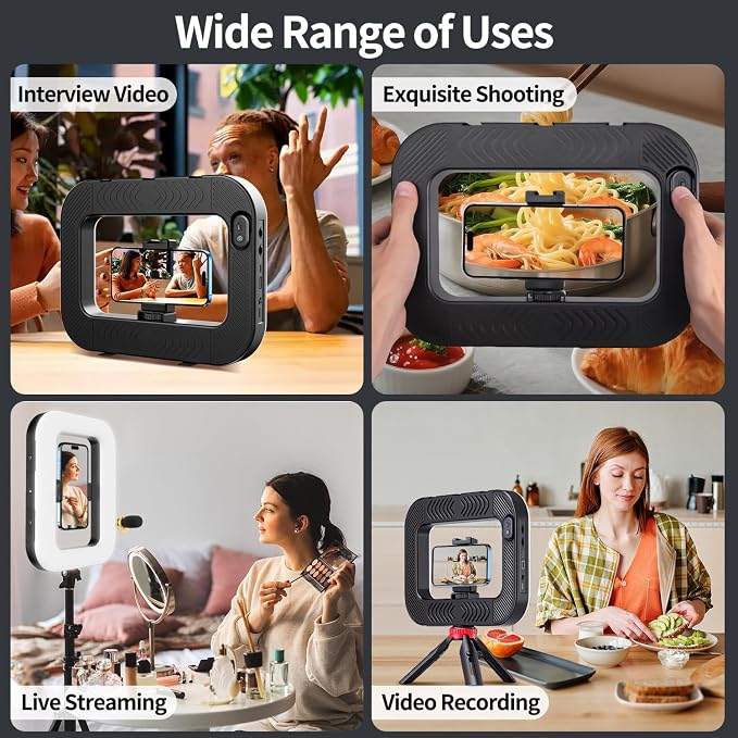 Cell Phone Light for Video Recording, Handheld Phone Stabilizer with Light, 8000mAh LED Selfie Phones Ring Light with Phones Holder, Smartphone Video Rig for Camera, Action Camera, Vlog, TikTok