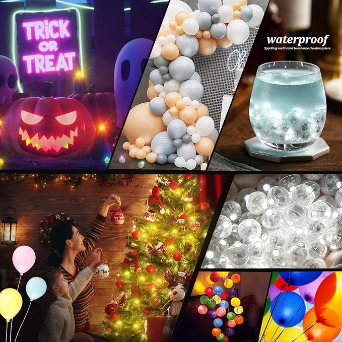 Aogist 50 PCS White Balloon Light with Loop for Hanging, Mini Ball Lamp Round Tiny Led Light for Paper Lanterns Glass Balloons Birthday Party Event Halloween Christmas Wedding Decoration