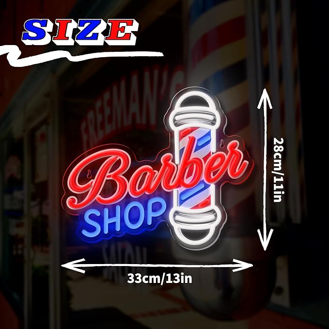 Barber Shop Neon Sign for Wall Decor,LED Hair Salon Light Sign for Hair Beauty Salon Store, USB Powered Led Barber Sign Decor for Barbershop, Man Cave, Garage