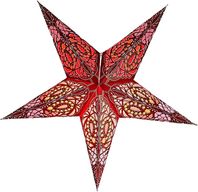 Lantern Lampshade Paper Star Light Shades Large 60cm Star Hanging Decorations for Christmas Wedding Home Decoration Birthday Party (Glitter Brown, Pink, Red)