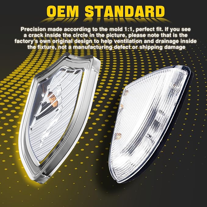 LED Side Mirror Light Turn Signal Bulb Puddle Lamp Lens Cover Fit For Dodge Ram 1500 2009-2018 Ram 2500 2010-2018 Replaces 68064949AA/68064949AA Left Driver Right Passenger side