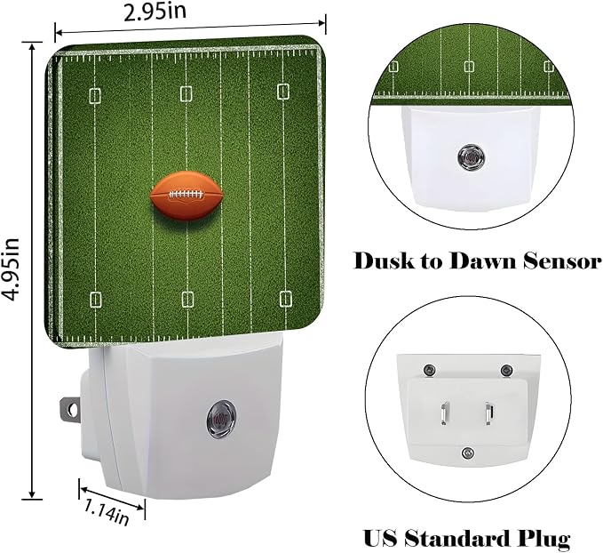 American Football Night Light,Plug-in Nightlights Auto Sensor Night Lamp Dusk-to-Dawn Lamp Home Decor for Nursery Children Girls Boys