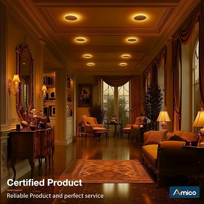 Amico 20 Pack 6 Inch LED Recessed Light with Night Light, 5CCT, 1100LM | Ultra-Thin Ceiling Light, 5%-100% Dimmable, No Flicker, 2700K-5000K, Canless Wafer Downlight with J-Box, 12W=110W, IC/ETL/FCC