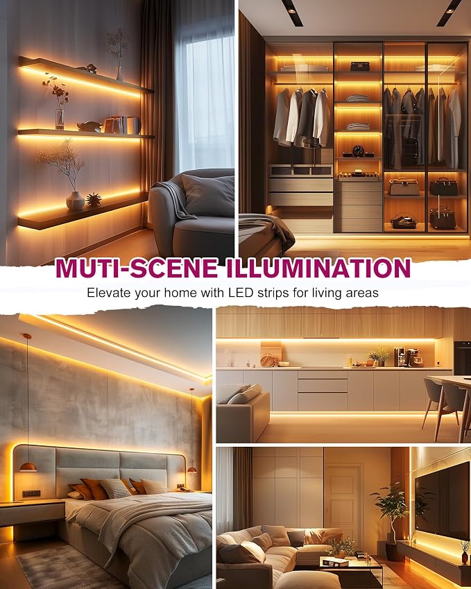 EMITEVER COB LED Strip Lights Warm White 2700K,UL 24V,25ft 3600LEDs | Ra 90+,IP30,3W/ft,305+Lumens/ft,5 Year Warranty(Power Supply Sold Separately)for bedroom,living room,kitchen