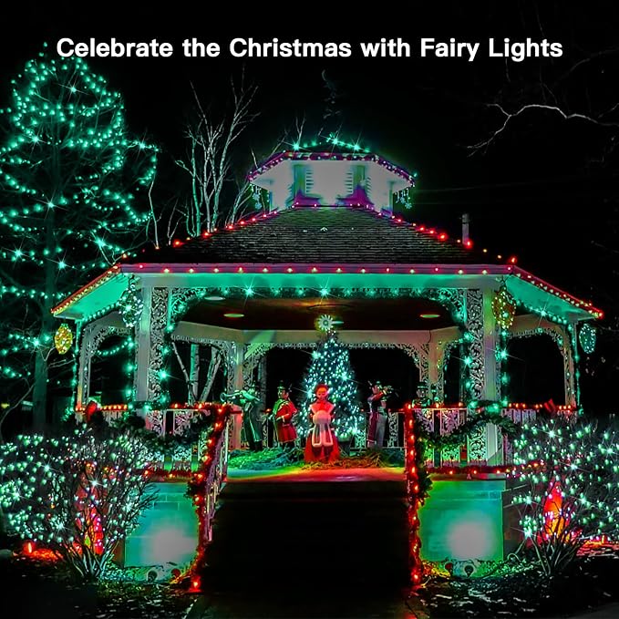 Green Christmas Lights, 33ft 100 LED String Lights with Remote, Green Fairy Lights Battery Operated for Christmas, St Patricks Day, Bedroom, Wreath, Patio, Backyard, Garde, Party Decorations