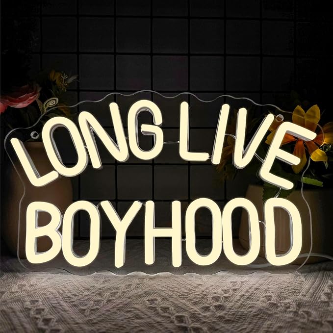 Long Live Boyhood Neon Signs for Wall Decor,Dimmable Motivational Sign Inspirational Wall Decor,Usb Powered for Man Cave Kids Room Bedroom Birthday Gifts(12.4 * 7in)