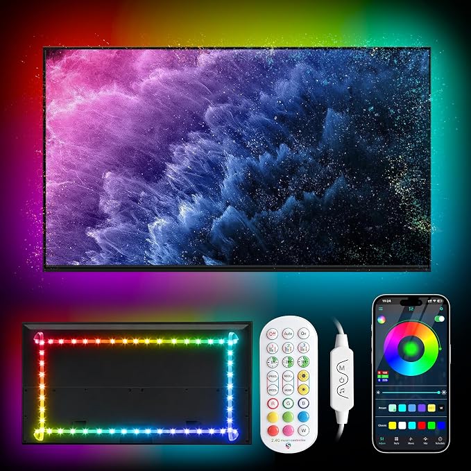 Daymeet LED Lights for TV, Led Backlight TV Lights RGB Led TV Lights USB Led Strip Lights for TV Led Lights Sync with Music Bluetooth APP Control Led Lights (Dreamcolor, 18FT for 45"-75" TV)