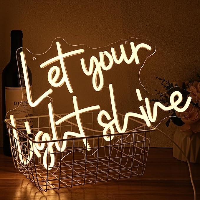Let Your Light Shine Neon Sign for Wall Decor Jesus Neon Light Letter LED Neon Signs Bible Verse Neon Signs for Prayer Room Christian Church Bedroom Decoration