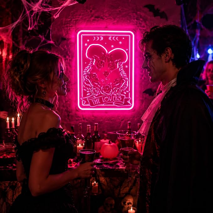 Neon Sign, Skull Neon Signs for Wall Decor LED Signs Neon Light | Skull Lover Neon Sign for Bedroom, Man Cave, Gaming Room, Home Decor, Skeleton Halloween Decor, Pink Decor, Gift, USB Powered