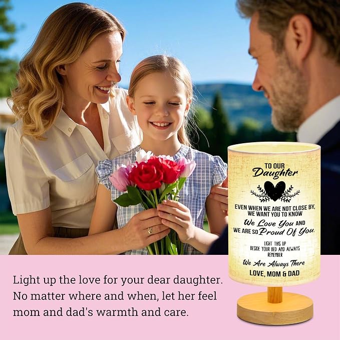 WSYEAR Gifts for Daughter from Mom Dad Table Lamp, Daughter Birthday Gifts from Mother, Night Light Gifts to Daughter from Father for Christmas Graduation Wedding Gifts