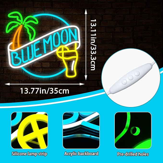 Beer Neon Sign for Wall Decor Bar LED Light for Man Cave | Dimmable beer neon light, bedroom, bar home store bistro party restaurant decor, birthday gifts, size 13.7*13.1 in