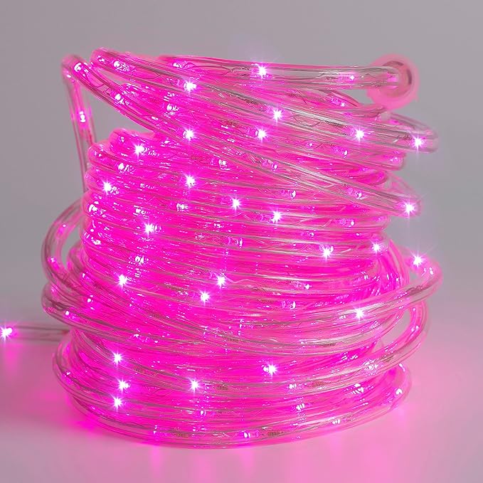 Waterproof LED Rope Lights, Connectable & Flexible with 8 Modes, Outdoor Lighting for Deck, Garden, Pool, Patio & Christmas Decor (Pink, 20ft)