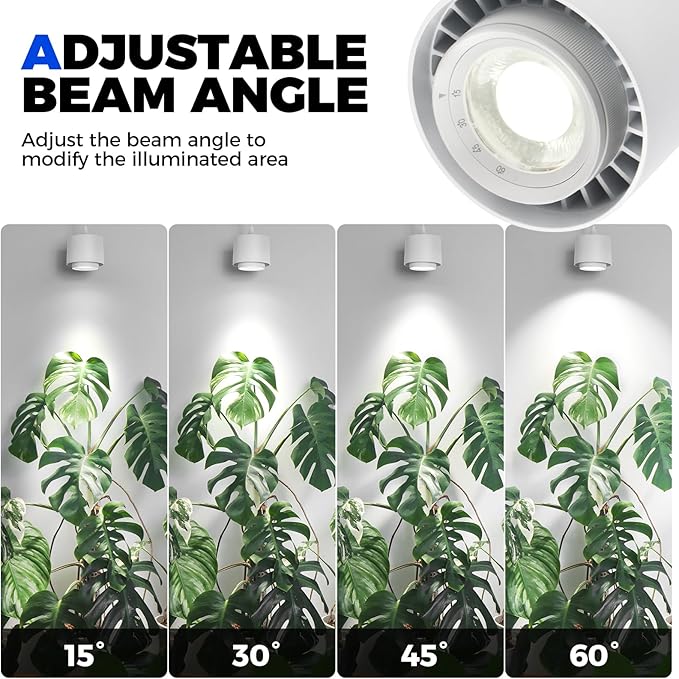 Barrina TR40 Hanging Plant Lights for Indoor Plant, 40W 5000K Full Spectrum | Adjustable Beam Angle (15°-60°), High PPFD, Spotlight Grow Light with Timer for Indoor, Large Tall Plant, Flowers, White