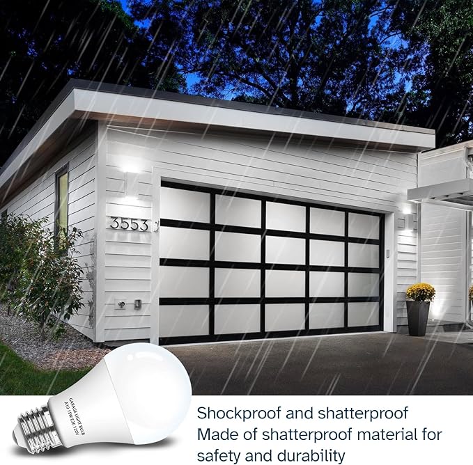 Garage Door Opener LED Light Bulb 4 Pack，15W Equivalent to 100W Garage Light Bulb,A19 5000K Daylight White E26 Base 120V Outdoor Light Bulbs,Minimize Interference,Dimmable