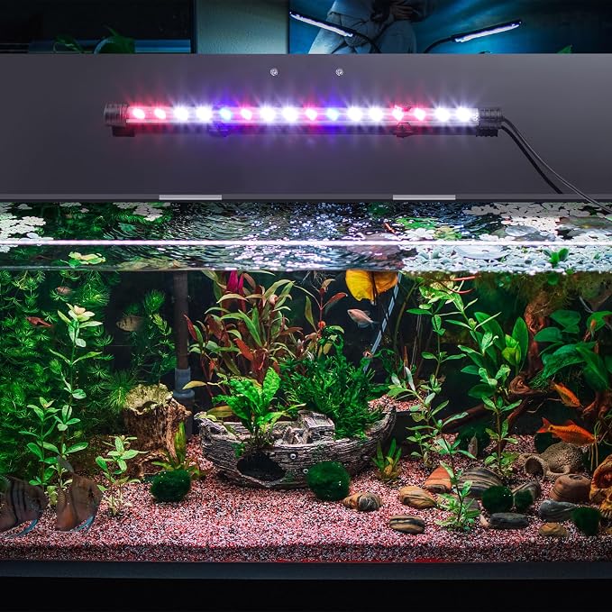 Sieral Aquarium Lids Polycarbonate Canopy with LED Light 29 x 11.38 x 0.12 Inch for 20/29/37 Gallon Without Center Brace Aquariums Cover Fish Tank Lid with a Hook Knife, Black
