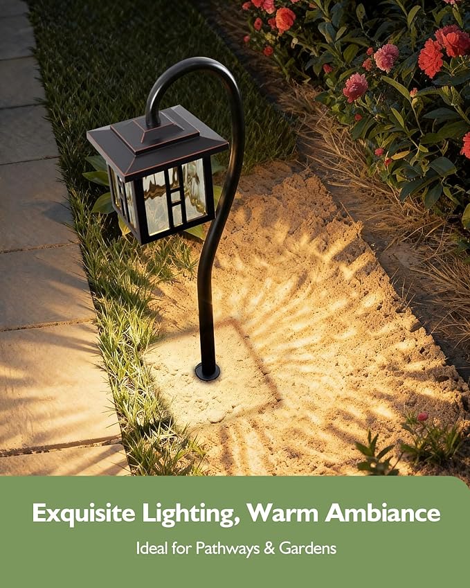LITFIT Low Voltage Landscape Lighting, 6-Pack LED Pathway Lights Outdoor | 12V 3W 185LM 3000K Oil-rubbed Bronze Yard Lights with Connector, Aluminum Wired Landscape Lights for Walkway Garden Path