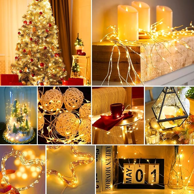 pozzolanas 6 Pack Warm White Battery Operated String Lights with Remote - 7ft Waterproof Fairy Lights with 20 LEDs for Home, Mason Jar, Party, Wedding, Halloween, Christmas Decorations