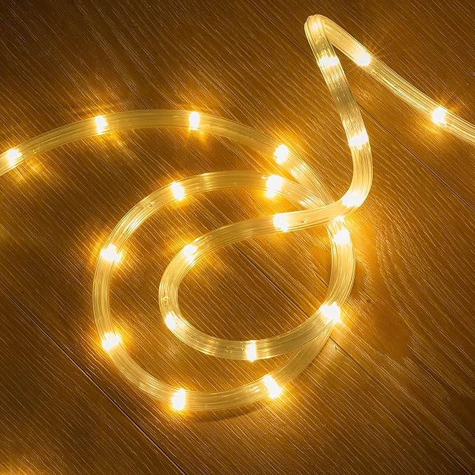 Ripple Tube LED Rope Lights with Remote Control - 8 Modes, 360° Glow,Waterproof for Outdoor/Indoor,Garden,Wedding,Pool,Patio,Christmas Decor (Warm White, 33ft)