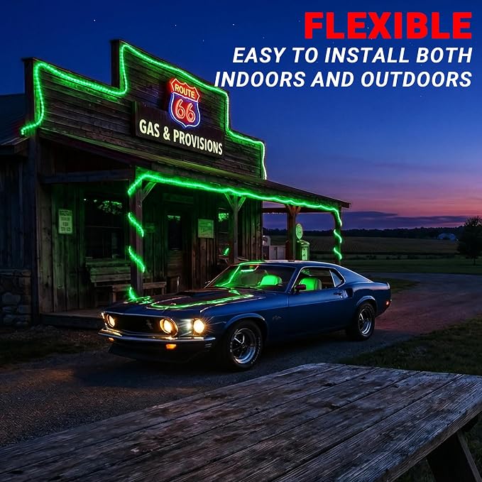 LED Rope Lights,Connectable for Indoor & Outdoor,110V Transparent Flexible Tube Lights,Waterproof LED Rope Lighting for Outside,Deck,Patio,Pool,Camping,Bedroom,Landscape Decor (Green, 150ft)