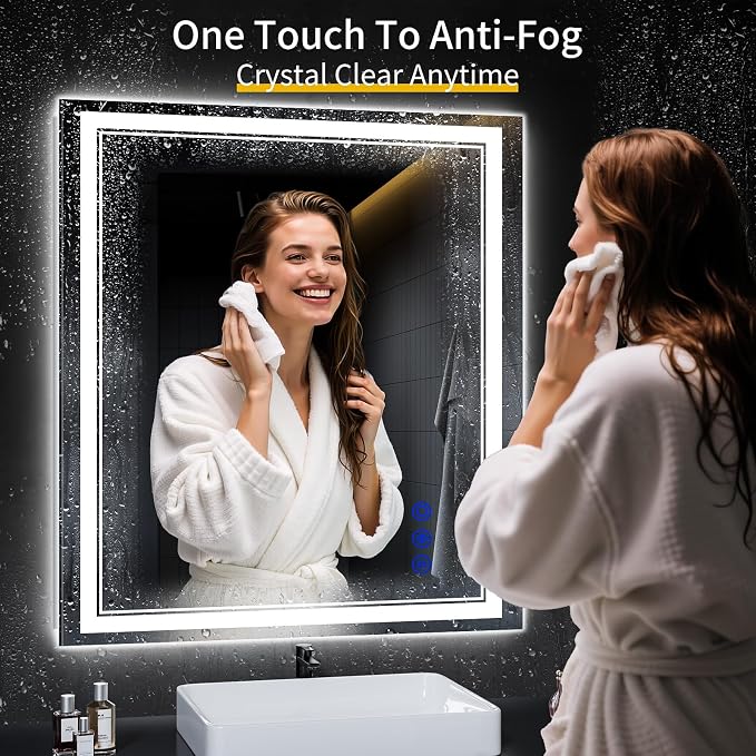 40"x36" LED Bathroom Mirror with Lights,Anti-Fog,3 Color Modes