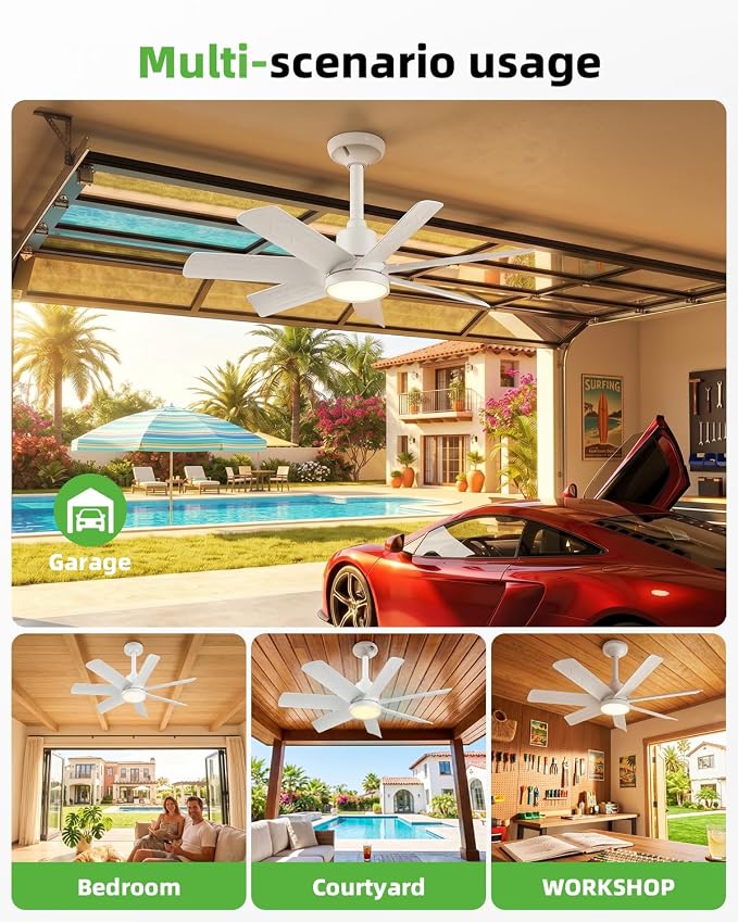 28 Inch Socket Fan Light with Remote Control, Screw in E26/E27 Ceiling Fan with LED Light, 3000-6000K Dimmable Color Temp, 6 Speeds, Timer, for Bedroom Kitchen Living Room Garage, 2-White