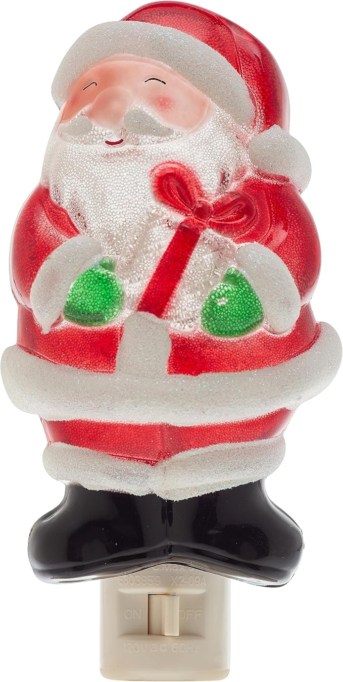 Creative Hobbies Jolly Santa Holiday Decor Night Light - Includes 5W C7 and Rotational Socket with On/Off Switch
