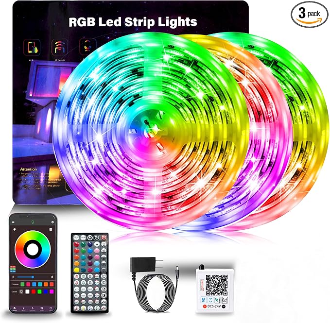 NBBUFF 300FT RGB Led Lights for Bedroom with App & Remote Control, 3*100FT | Music Sync Led Strip Lights Color Changing, Dimmable Led Light Strip, Led lights for Hoom Decor Ambient Lighting Indoor