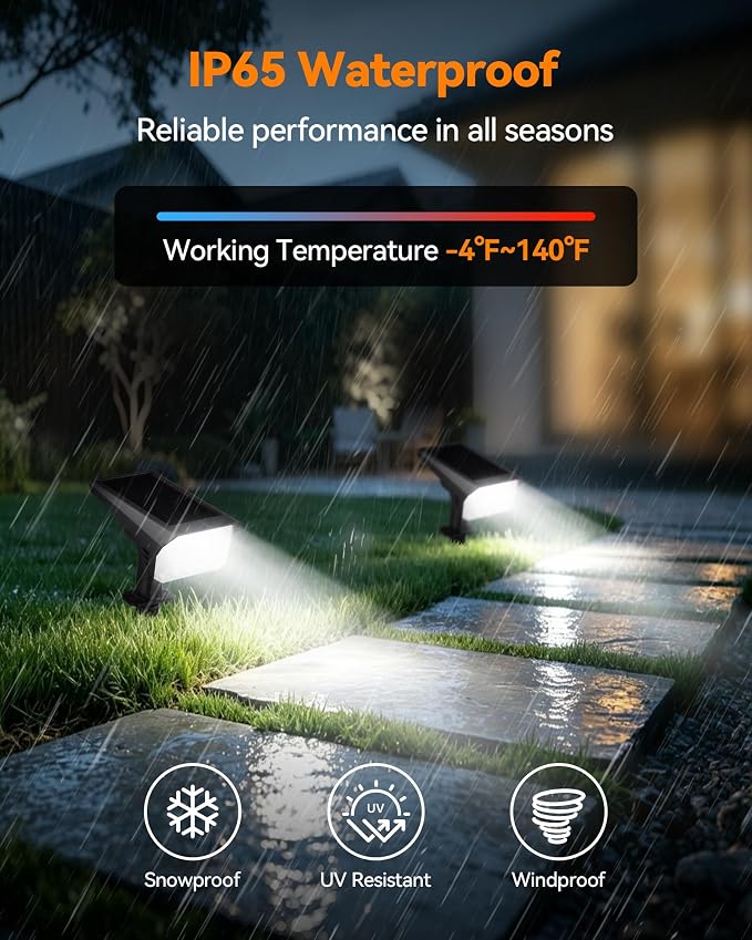 Solar Lights Outdoor Waterproof IP65, 56 LED 3 Lighting Modes Solar Spot Lights Outdoor, Solar Powered Landscape Lighting for Yard Pathway Garden, 6 Pack (Cool White)