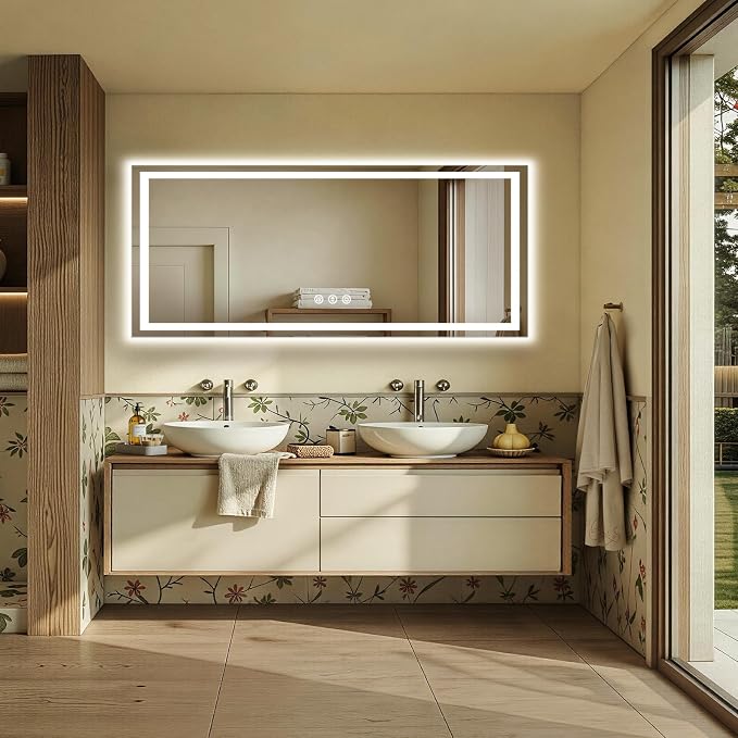 72x30 LED Bathroom Mirror with Anti-Fog, Backlit & Front Lit, Memory | Stepless Dimmable 3 Color CRI 95+ Shatterproof Tempered Glass ETL Listed for Safety Lighted Bathroom Vanity Mirror for Wall