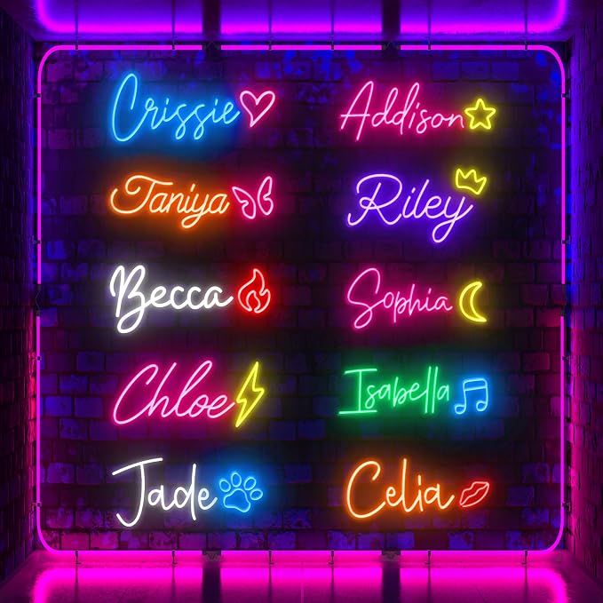 OPBYWE Custom Neon Signs, Personalized Large LED Neon Light Signs for Wall Decor, Customizable Name Logo for Wedding, Business, Bedroom & Birthday, Ready to Hang