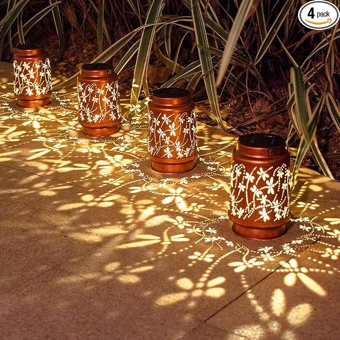 Mothers Day Gifts, 4 Pack Dragonfly Birthday Gifts for Women Mom Grandma Solar Lanterns Outdoor Waterproof Garden Decor Hanging LED Decorative Light for Patio Yard Lawn Gardening Gifts
