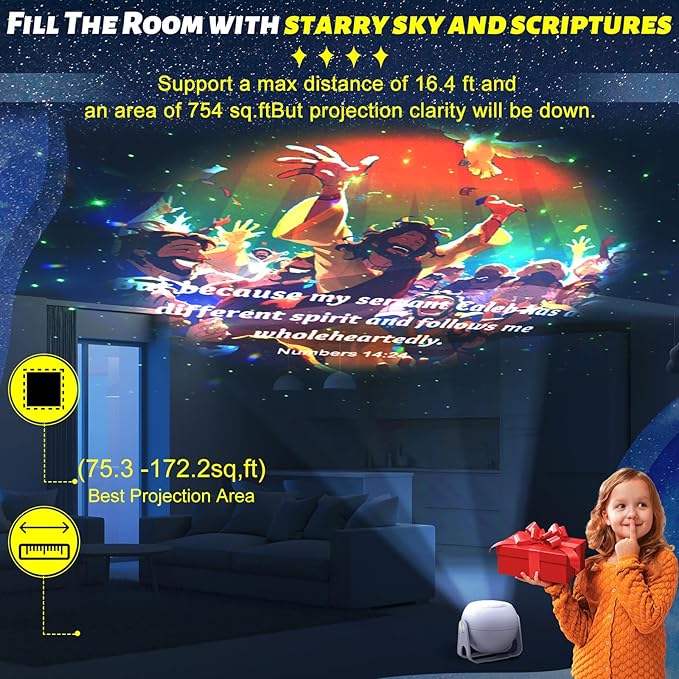 Bible Verses Projector Galaxy Projector Includes 6 Interchangeable Christian Discs Night Light Set Project Religious on Walls or Ceilings for Gift