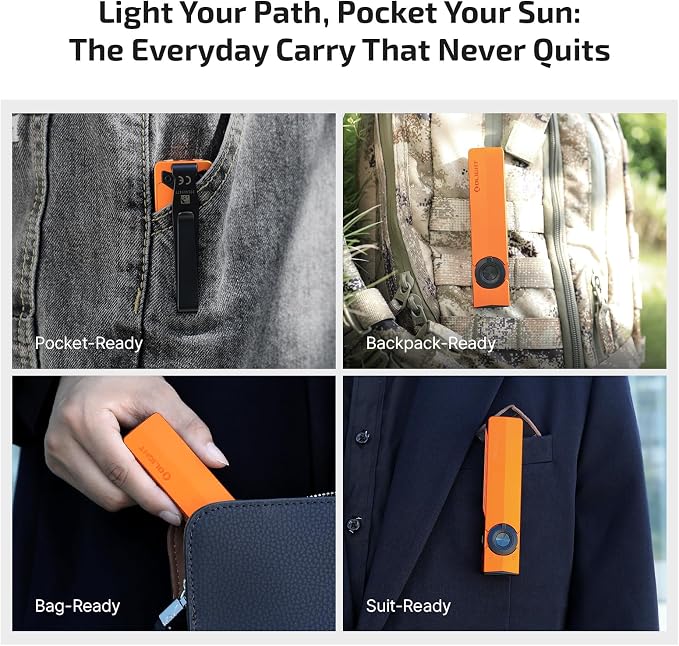 OLIGHT ArkPro EDC Flat Flashlight Rechargeable, Pocket Light, Orange CW | Green Beam, White LED, UV Flashlight, 1500 Lumens Flash Light, USB-C Magnetic, Camping Lights for Emergency Work Outdoor Home