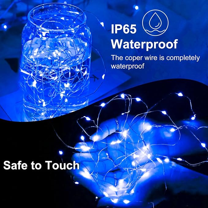 8 Pack Fairy Lights Battery Operated, 7ft 20 LED 3 Modes Speed Twinkle Mini String Lights Waterproof Silver Wire Firefly Starry Lights for Mason Jars Wedding Party Christmas Decorations