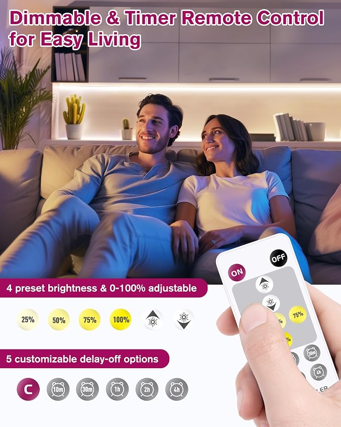 EMITEVER Neutral White COB Strip Light Kit 4000K,16.4ft 2400LEDs Dimmable | CRI 90+,305+LM/ft,ETL 24V 48W power supply & remote included,UL listed Strip for living room,kitchen,under cabinet & shelving