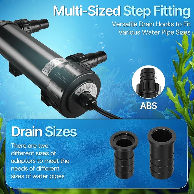 Flexzion 9W UV Pond Light Clarifier for Outdoor Koi Ponds | 9W Uv Light for Pond Clarifier, 1500L/H Flow